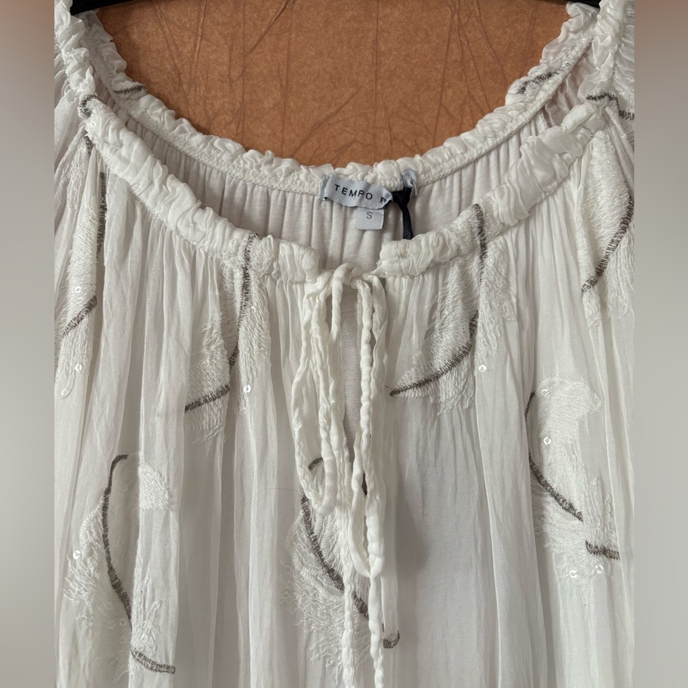 Italian 2-piece flowy ivory Top/Pant Set fit for a beach wedding, guest … - Picture 5 of 16